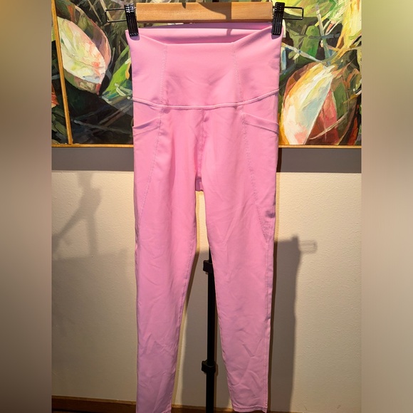 Wilo The Label Pink Ribbed 7/8 Leggings with side pockets Size XS - Picture 2 of 10